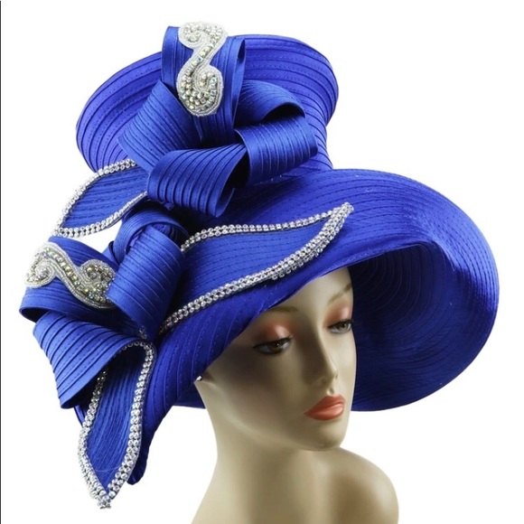 NEW CHARM NY White or Silver EXOTIC CHURCH DERBY ASCOT HAT - Picture 2 of 3